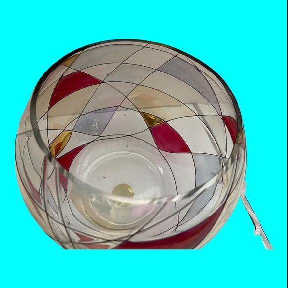 Partylite Mosaic Calypso Stained Glass Candle Holder Clear Red Gold - Picture 4 of 7